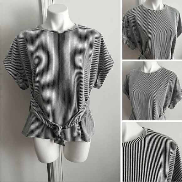 Express Black and White Striped Top, Size Medium - Picture 1 of 7